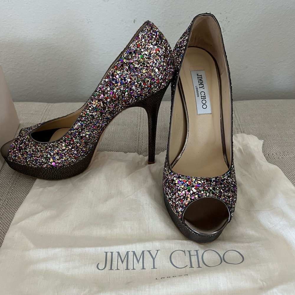 Gorgeous Jimmy Choo Crown Pump Multicolor Glitter 39